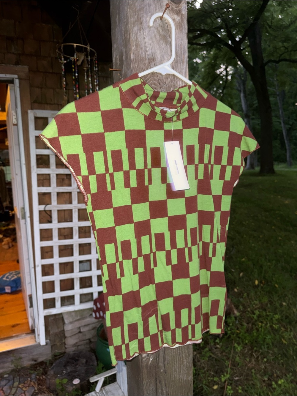 NWT Urban Outfitters Optical Checkerboard Mock Neck Top